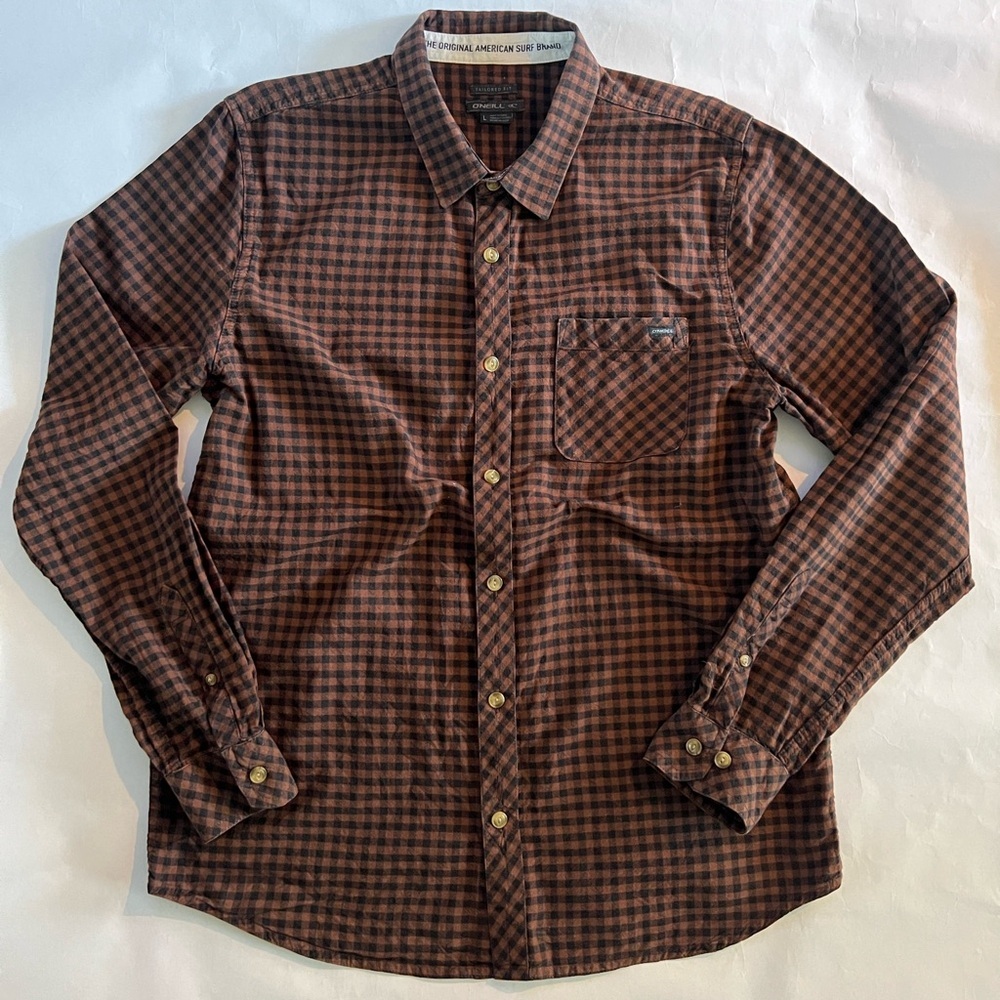 O’neill surf long sleeve black/brown check - large